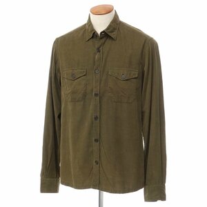 【中古】グランシャツ Glanshirt コットン コーデュロイ カジュアルシャツ ダークオリーブ【サイズ40】