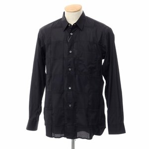 【中古】コムデギャルソンシャツ 2022年秋冬 メッシュ パッチワークシャツ ブラック【サイズS】