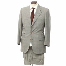 【中古】ブリオーニ Brioni ウール グレンチェック 3つボタンスーツ ブラックxホワイト【サイズ48】_画像1