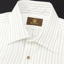 【中古】アクアスキュータム Aquascutum ストライプ ドレスシャツ ホワイトxネイビー【サイズ表記なし（L位）】_画像4