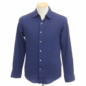 [ used ]si-ke- Calvin Klein ck cotton pleat long sleeve casual shirt navy [ size S]