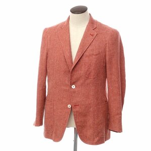 【中古】イザイア ISAIA ウールリネン系 2B アンコン テーラードジャケット レッド【サイズ表記なし（L位）】