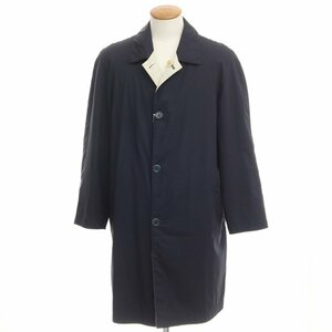 【中古】ブリオーニ Brioni ウールコットン リバーシブル ステンカラーコート ダークネイビーxライトベージュ【M】