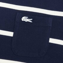 【中古】ラコステ LACOSTE 鹿の子コットン ポケット クルーネックTシャツ ネイビーxホワイト【サイズ2】 DPD_画像5