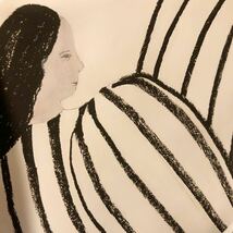 ストライプの服を着た女性　黒×白　北欧暮らし　シンプル　アートポスター　インテリア　リビング　玄関　トイレ　キッチン　ディスプレイ_画像3