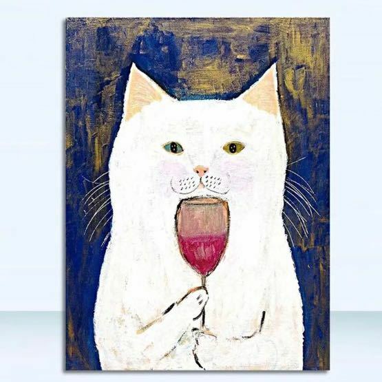 猫　レトロ　ねこ　アートポスター　リビング　玄関　トイレ　子ども部屋　キッチン　寝室　ディスプレイ　プレゼント　ワイン猫