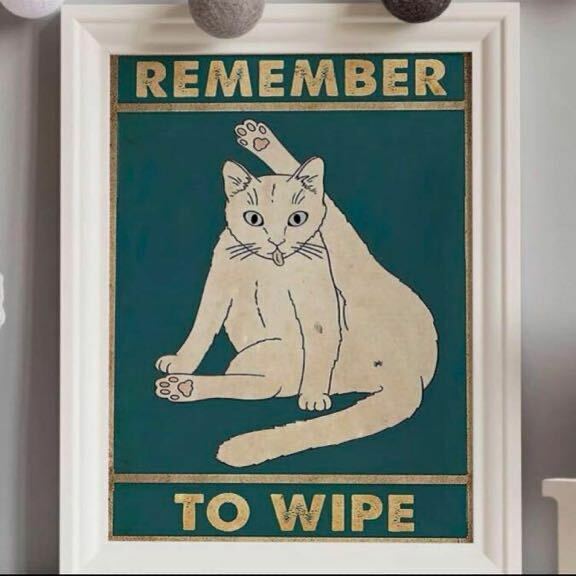 白ネコ　レトロ　アンティーク　アートポスター　インテリア　リビング　玄関　トイレ　キッチン　猫好きのためのポスター