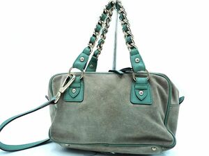 Max Mara Max Mara suede 2WAY handbag green ## * ebc9 lady's 