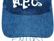 A.P.C. アーペーセー LACOSTE デニム ロゴ ベースボール キャップ sizeS/紺 ■■◎ ☆ ecb5 メンズ_画像5