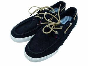 TOMMY HILFIGER トミーヒルフィガー デッキ シューズ size8(26cm位）/黒 ■■ ☆ ecc5 メンズ