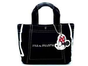 美品 JILLSTUART ジルスチュアート ディズニー ミニー キャンバス フリル トート バッグ 黒 ■■ ☆ ecc7 レディース