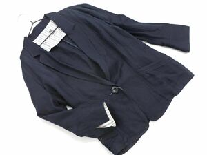 MICHEL KLEIN Michel Klein linen.7 минут рукав tailored jacket size38/ темно синий #* * ebc9 женский 