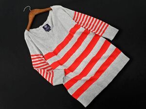 AMERICAN EAGLE アメリカンイーグル ボーダー ニット カットソー sizeS/グレーｘ赤 ■◇ ☆ eca4 レディース