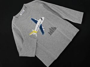ネコポスOK familiar ファミリア 飛行機 刺繍 Tシャツ size120ｃｍ/グレー ■◇ ☆ eca4 子供服