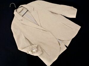 K.T.ki width ta spool linen.7 minute sleeve tailored jacket size9/ beige #* * eca7 lady's 