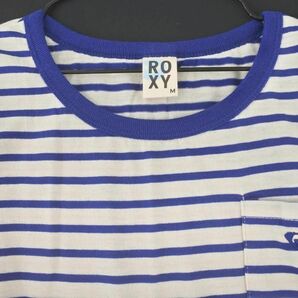 ROXY ロキシー ボーダー ロゴ 刺繍 Tシャツ sizeM/オフホワイトｘ青 ■◇ ☆ ecb2 レディースの画像2