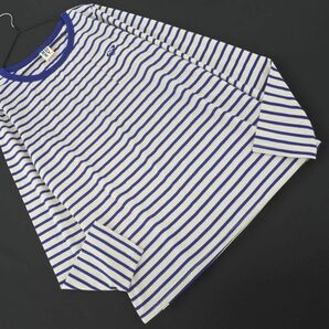 ROXY ロキシー ボーダー ロゴ 刺繍 Tシャツ sizeM/オフホワイトｘ青 ■◇ ☆ ecb2 レディースの画像1