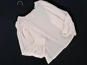  cat pohs OK GRLg Laile volume sleeve sia- blouse shirt sizeF/ eggshell white #* * ecb3 lady's 