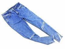 JEANASIS ジーナシス クラッシュ加工 スキニー デニムパンツ sizeS/青 ■■ ☆ ecb5 レディース_画像1