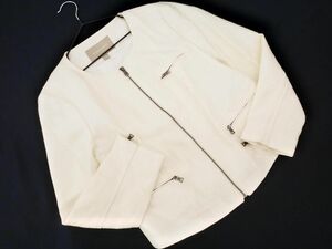 BANANA REPUBLIC バナナリパブリック ツイード ジップアップ ノーカラー ジャケット size4/白 ■◇ ☆ ecb8 レディース