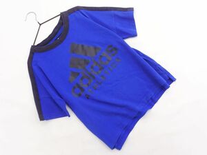 ネコポスOK adidas アディダス キッズ ロゴプリント Tシャツ 140cm 青 ■◆ ☆ ecb9 子供服