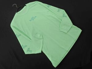 Champion チャンピオン 刺繍 長袖 Tシャツ sizeL/黄緑 ■◇ ☆ ecb9 メンズ