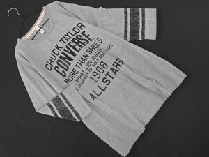 ネコポスOK CONVERSE コンバース プリント 7分袖 Tシャツ sizeLL/グレー ■◇ ☆ ecb9 レディース