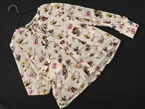  cat pohs OK Simonetta chiffon floral print blouse shirt 138cm beige #* * ecc5 child clothes 