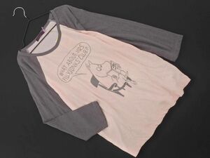 ネコポスOK 新品 アースミュージック＆エコロジー Moomin earth ラグラン Tシャツ sizeM/サーモンピンク ■◇ ☆ ecc6 レディース