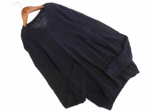 theory theory linen100% V neck knitted sweater size40/ navy blue #* * ecc7 lady's 