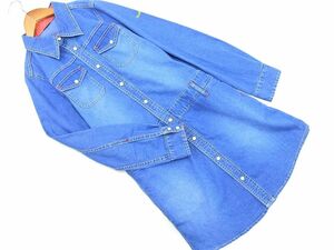 X-girl X-girl Logo вышивка Denim рубашка One-piece size2/ синий #* * ecc7 женский 