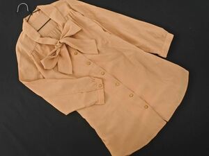  cat pohs OK ROPE Rope bow Thai 7 minute sleeve blouse shirt size36/ beige #* * ecc8 lady's 