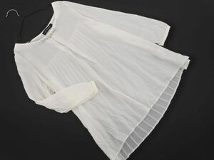 QUEENS COURT Queens Court biju- back pleat blouse shirt size2/ white #* * ecc9 lady's 