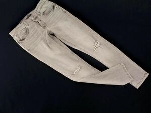 ZARA MAN ザラ マン ダメージ加工 ボタンフライ ストレッチ スキニー デニムパンツ size40/グレー ■■ ☆ ecc9 メンズ