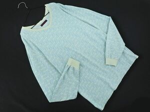 BLUE BLUE ブルーブルー 総柄 ロングスリーブ カットソー size2/ミント ■◇ ☆ ecc9 レディース