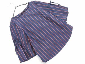 UNTITLED Untitled silk . stripe blouse shirt size2/ navy blue #* * ecc9 lady's 