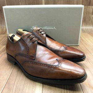 Santoni サントーニ　ビジネスシューズ レザーシューズ ウイングチップ　ブラウン　メンズ　約26.5〜27cm