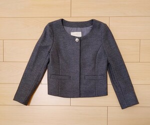 プロポーション　ボディ　ドレッシング　ジャケット◆PROPORTION BODY DRESSING◆ウール　グレー◆ノーカラージャケット　ツイード