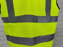 送料無料 ワークベスト 蛍光イエロー ベスト WORK WEAR 安全 反射ベスト 3M 再帰 反射 高輝度 輸入品 ユーロ US 古着 サイズフリー 057_画像6