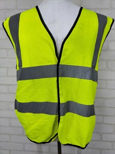 送料無料 ワークベスト 蛍光イエロー ベスト WORK WEAR 安全 反射ベスト 3M 再帰 反射 高輝度 輸入品 ユーロ US 古着 サイズフリー 058