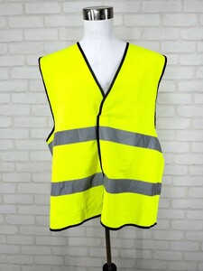 送料無料 ワークベスト 蛍光イエロー ベスト WORK WEAR 安全 反射ベスト 3M 再帰 反射 高輝度 輸入品 ユーロ US 古着 サイズフリー 059