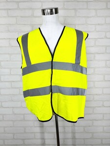 送料無料 ワークベスト 蛍光イエロー ベスト WORK WEAR 安全 反射ベスト 3M 再帰 反射 高輝度 輸入品 ユーロ US 古着 サイズフリー 066