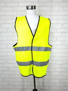 送料無料 ワークベスト 蛍光イエロー ベスト WORK WEAR 安全 反射ベスト 3M 再帰 反射 高輝度 輸入品 ユーロ US 古着 サイズフリー 067