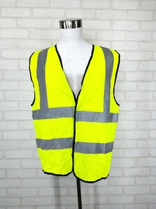 送料無料 ワークベスト 蛍光イエロー ベスト WORK WEAR 安全 反射ベスト 3M 再帰 反射 高輝度 輸入品 ユーロ US 古着 サイズフリー 071