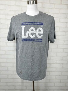 US アメリカ 古着 輸入品 半袖 プリント コットン Tシャツ 綿Tシャツ サイズ XL Lee　リー　灰色　ビックロゴ　グレー 104