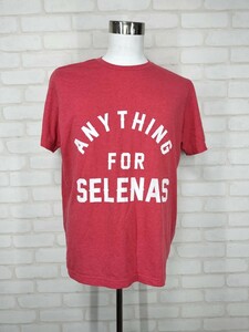 US アメリカ 古着 輸入品 半袖 プリント コットン Tシャツ 綿Tシャツ サイズ XL CANVAS 霜降り 赤 ANYTHING FOR SELENAS 125