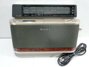 ソニー ICF-A100V シンセサイザー 卓上ラジオ FM/AM/TV◆ACアダプター.イヤホン/局名表示パネル.11.中国/ラジオ/美品