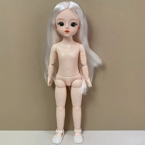 着せ替え人形 30cm 女の子 バービー人形 ボディ 全身 汎用 白い髪 ストレート きれいな髪 人形 ドール 素体 関節可動 フィギュア t157