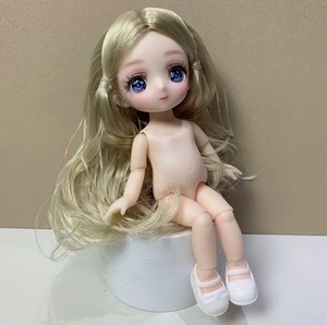 着せ替え人形 16cm 女の子 金髪 ブロンズヘア 人形 ボディ 全身 かわいい ドール 素体 おもちゃ 可動式 アクションフィギュア t136