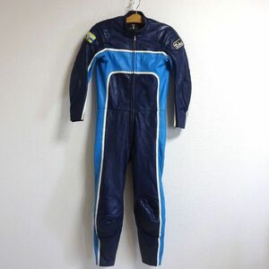 ◆本革 Pro Shop TAKAI プロショップ タカイ 革つなぎ レーシングスーツ ライディングスーツ ネイビー×ブルー サイズM